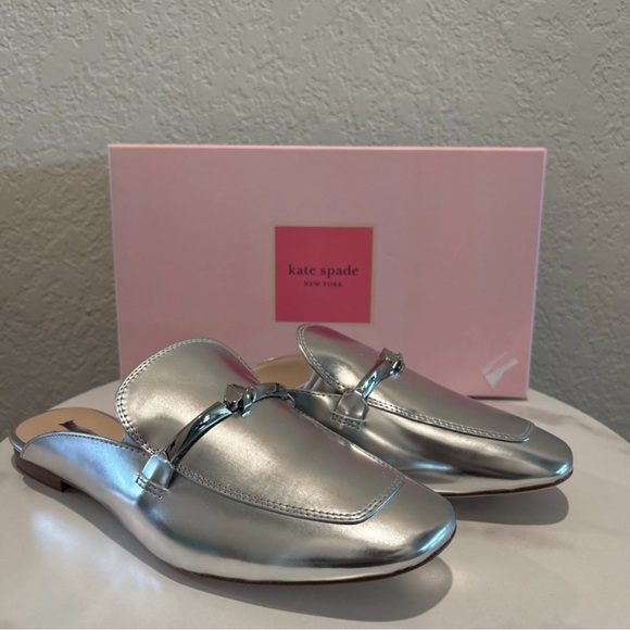 Kate Spade New York Silver Mule Slip-On Shoes Size 9 NWT
